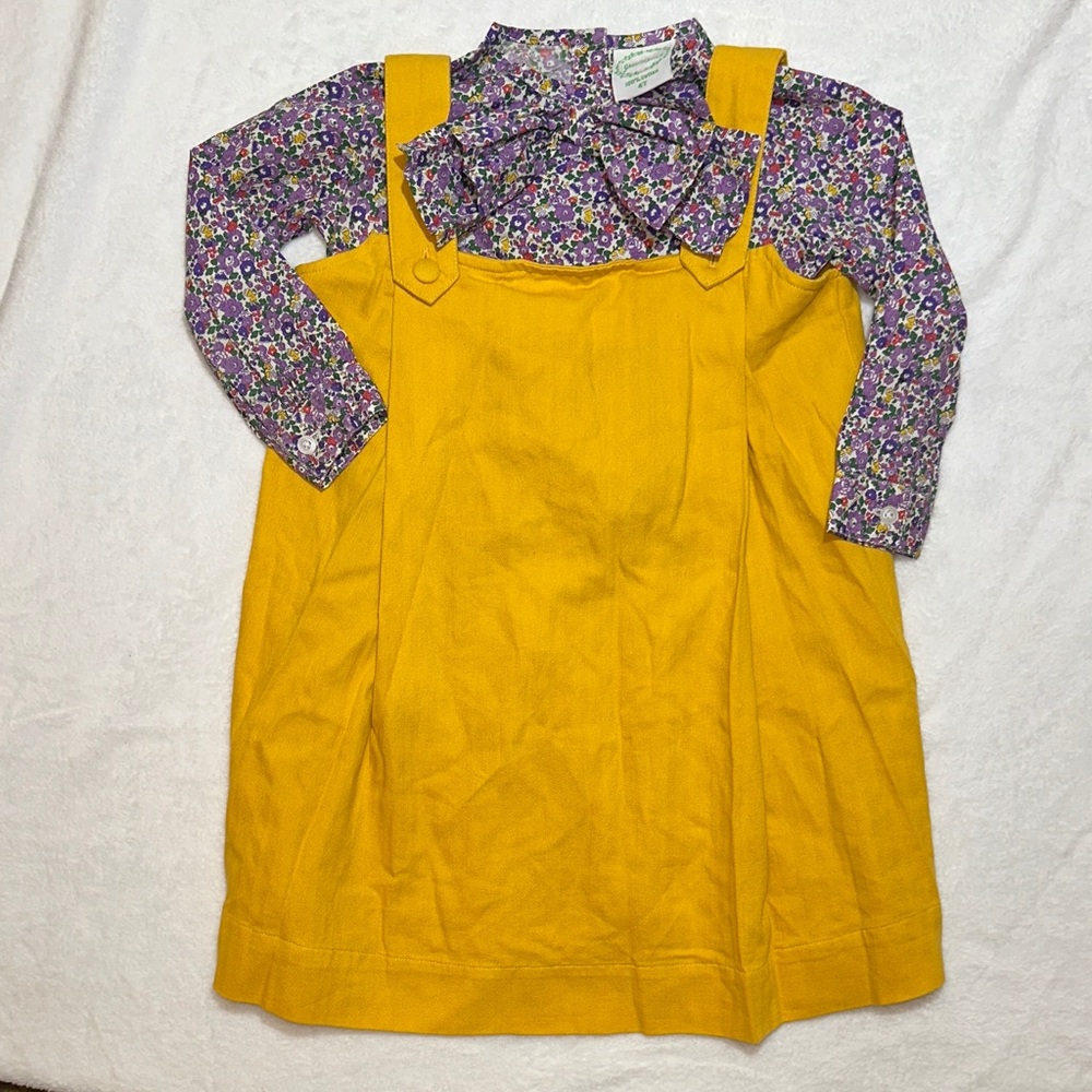 EUC* Grace & James yellow houndstooth jumper & purple floral top 4t